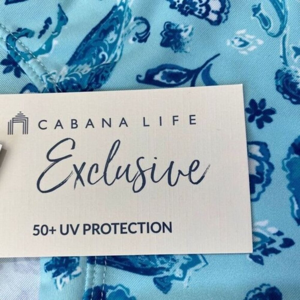 Women's Cabana Life Shift Dress Size M Short Sleeve Pockets Blue,UPF 50 New - Picture 14 of 16